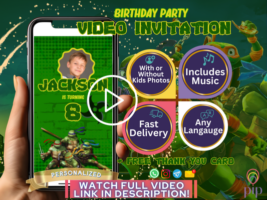 Ninja Turtles Invitation with Photo | Video Invite | Instant Download
