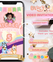 Bluey Pink Invitation with Photo | Video Invite | Instant Download or Done-For-You