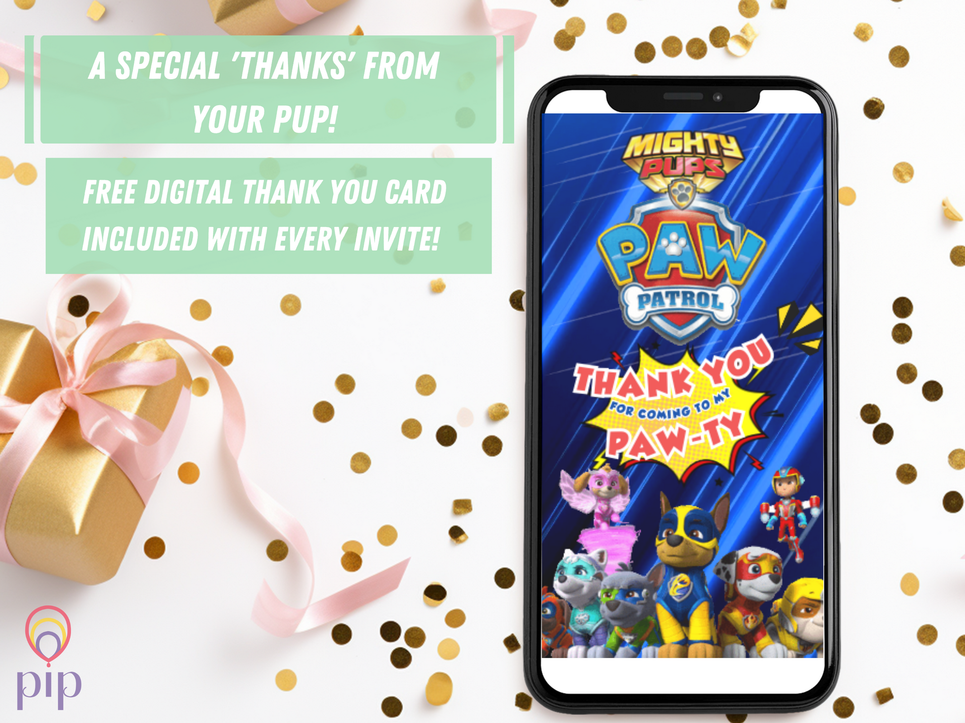 Mighty Pups Paw Patrol Invitation | Photo Video Invite | DIY or Done-For-You