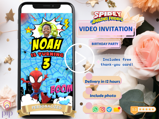Spidey Invitation with Photo | Video Invite | Instant Download
