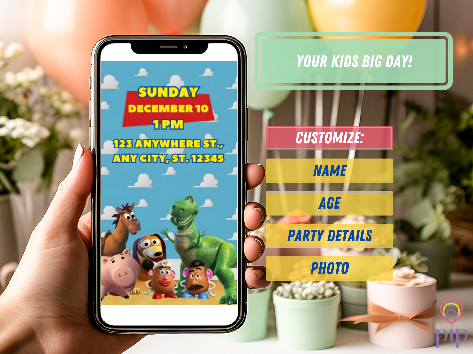 Toy Story Invitation with Photo | Video Invite | Instant Download