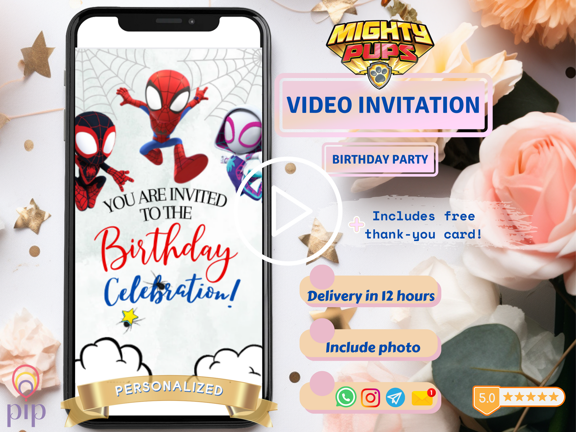 Spidey Invite with Photo | Video Invitation | Instant Download