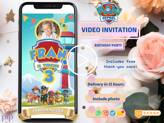Paw Patrol Invitation | Photo Video Invite | DIY or Done-For-You