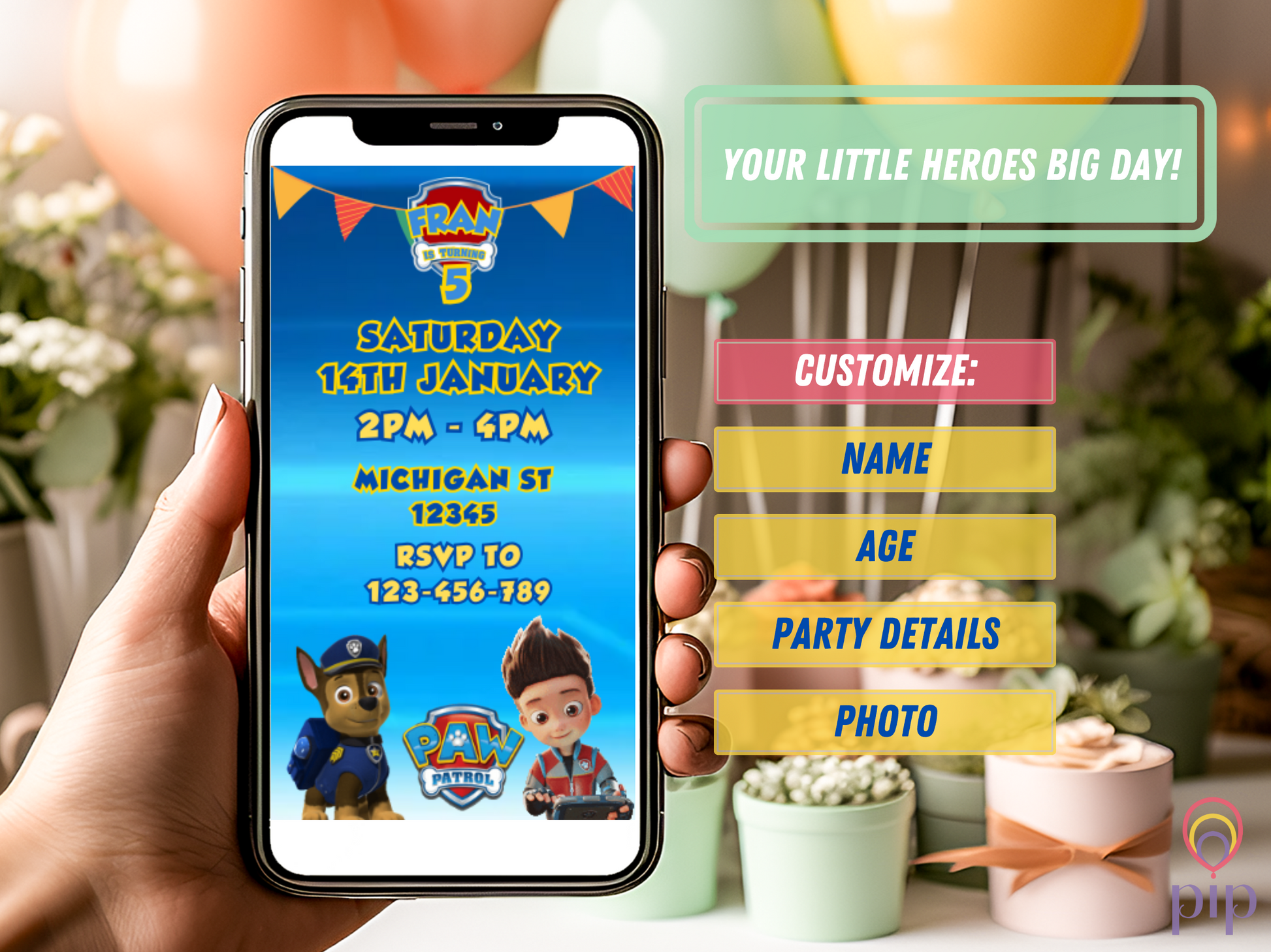 Paw Patrol Invitation | Photo Video Invite | DIY or Done-For-You