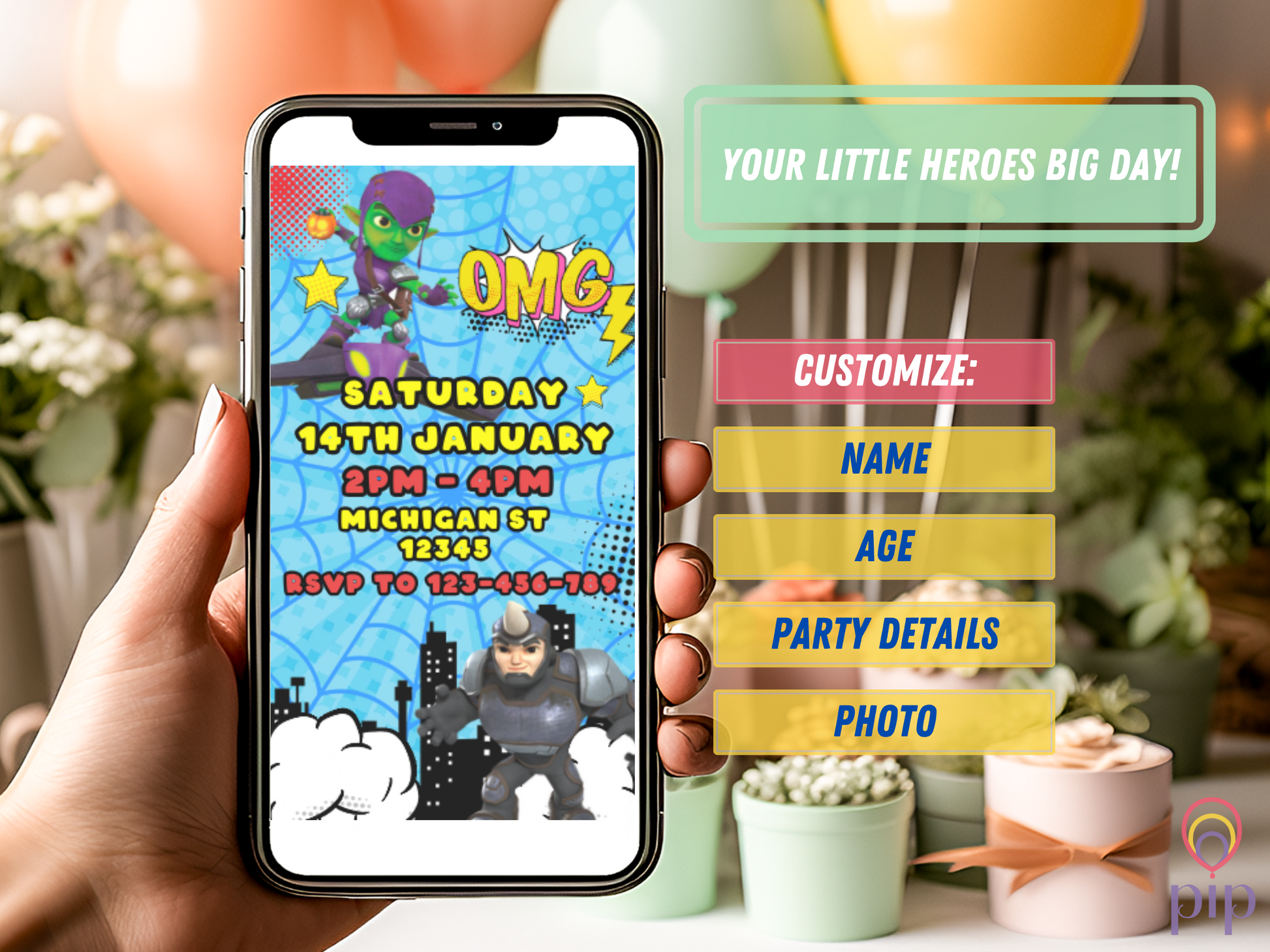 Spidey Invitation with Photo | Video Invite | Instant Download