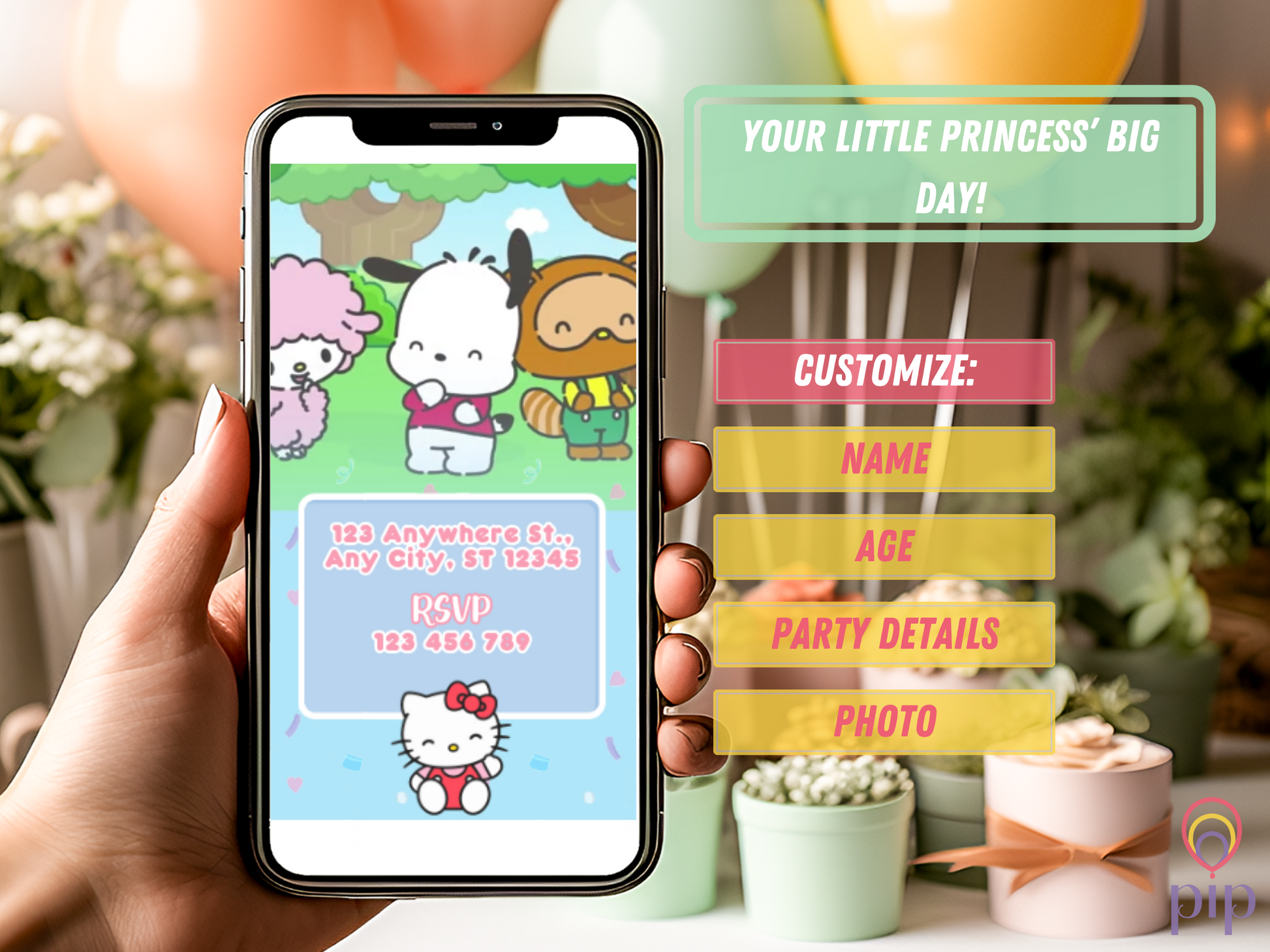 Sanrio Kitty & Friends Invitation | Photo Video Invite | Done-For-You or DIY
