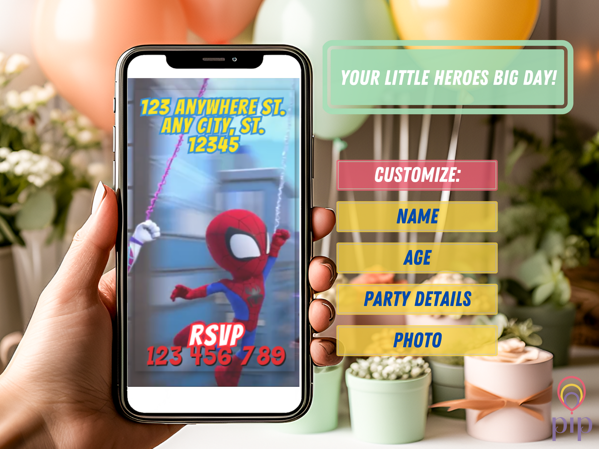Spin Invitation with Photo | Video Invite | Instant Download