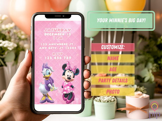 Minnie Mouse Invitation with Photo | Video Invite | Instant Download
