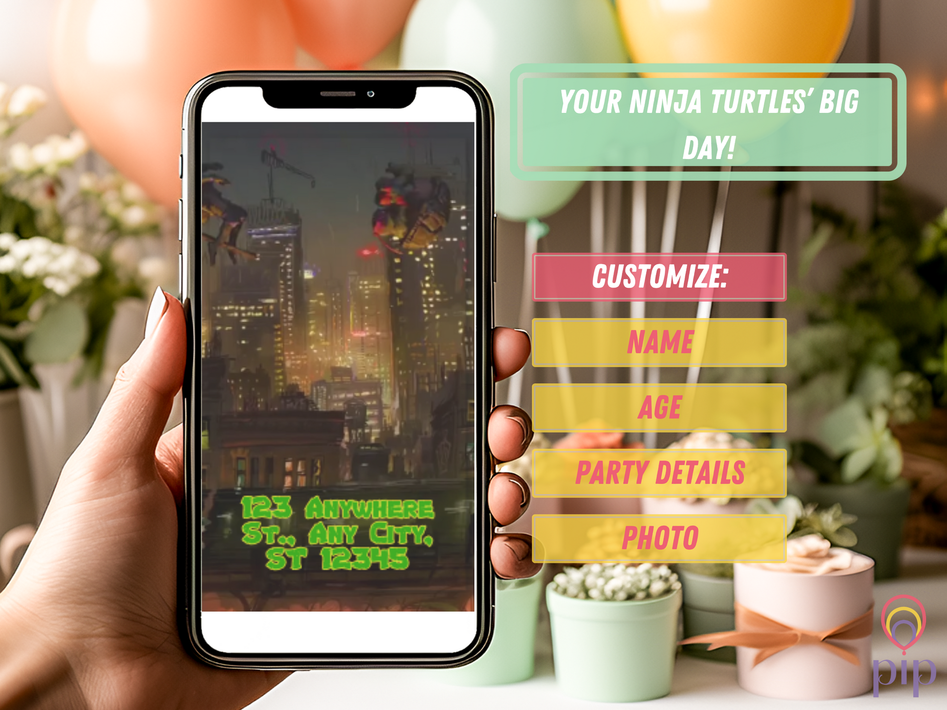 Ninja Turtles Invitation with Photo | Video Invite | Instant Download