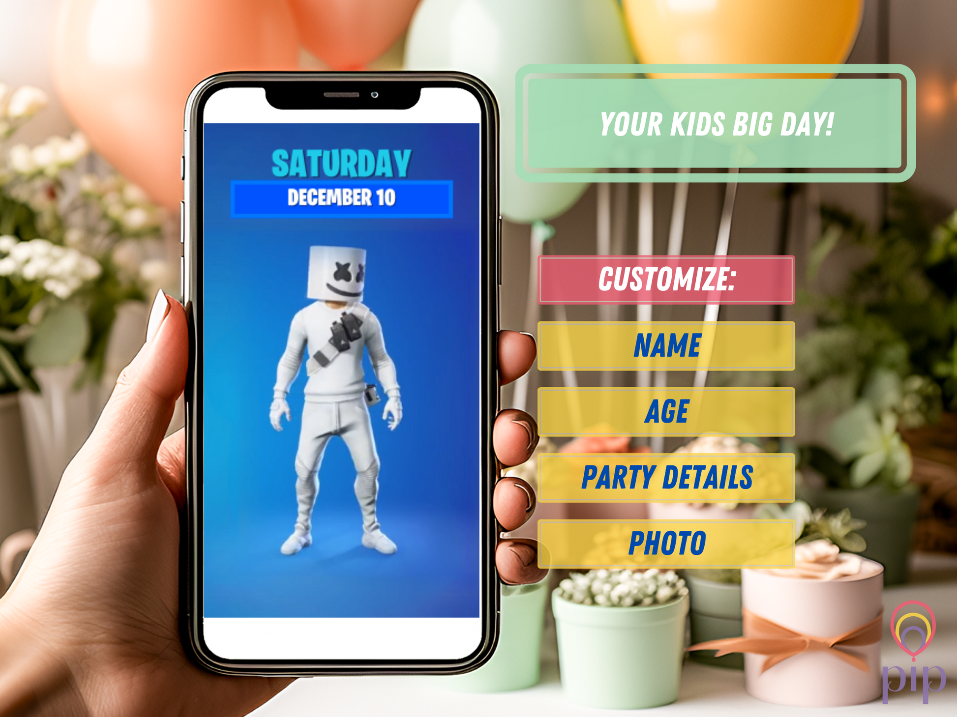 Fortnite Invitation with Photo | Video Invite | Birthday | Instant Download
