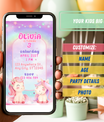Unicorn Invitation with Photo | Video Invite | Instant Download