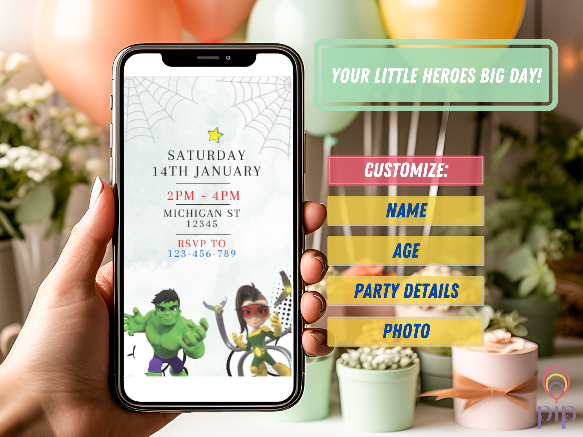 Spidey Invite with Photo | Video Invitation | Instant Download