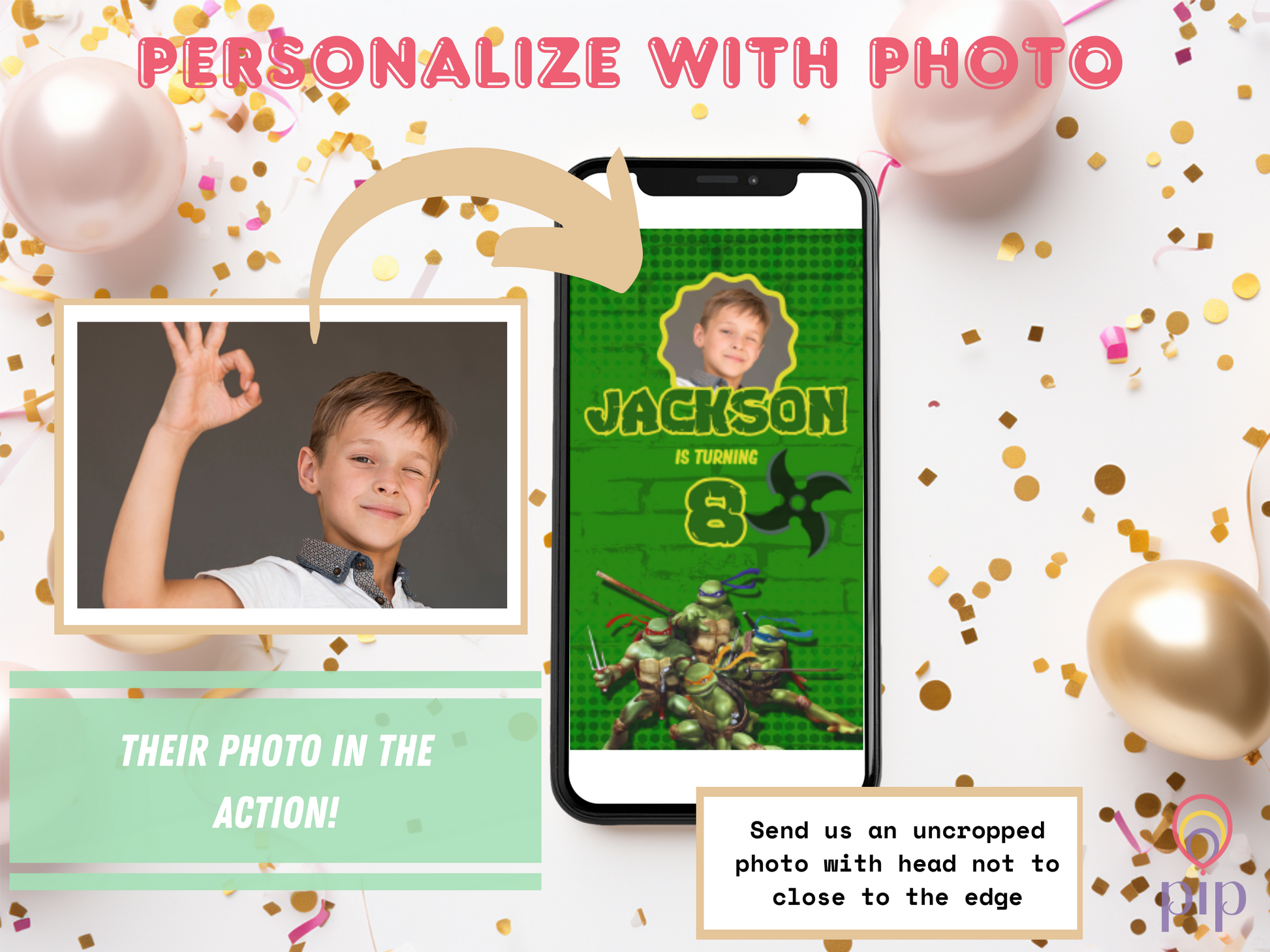 Ninja Turtles Invitation with Photo | Video Invite | Instant Download