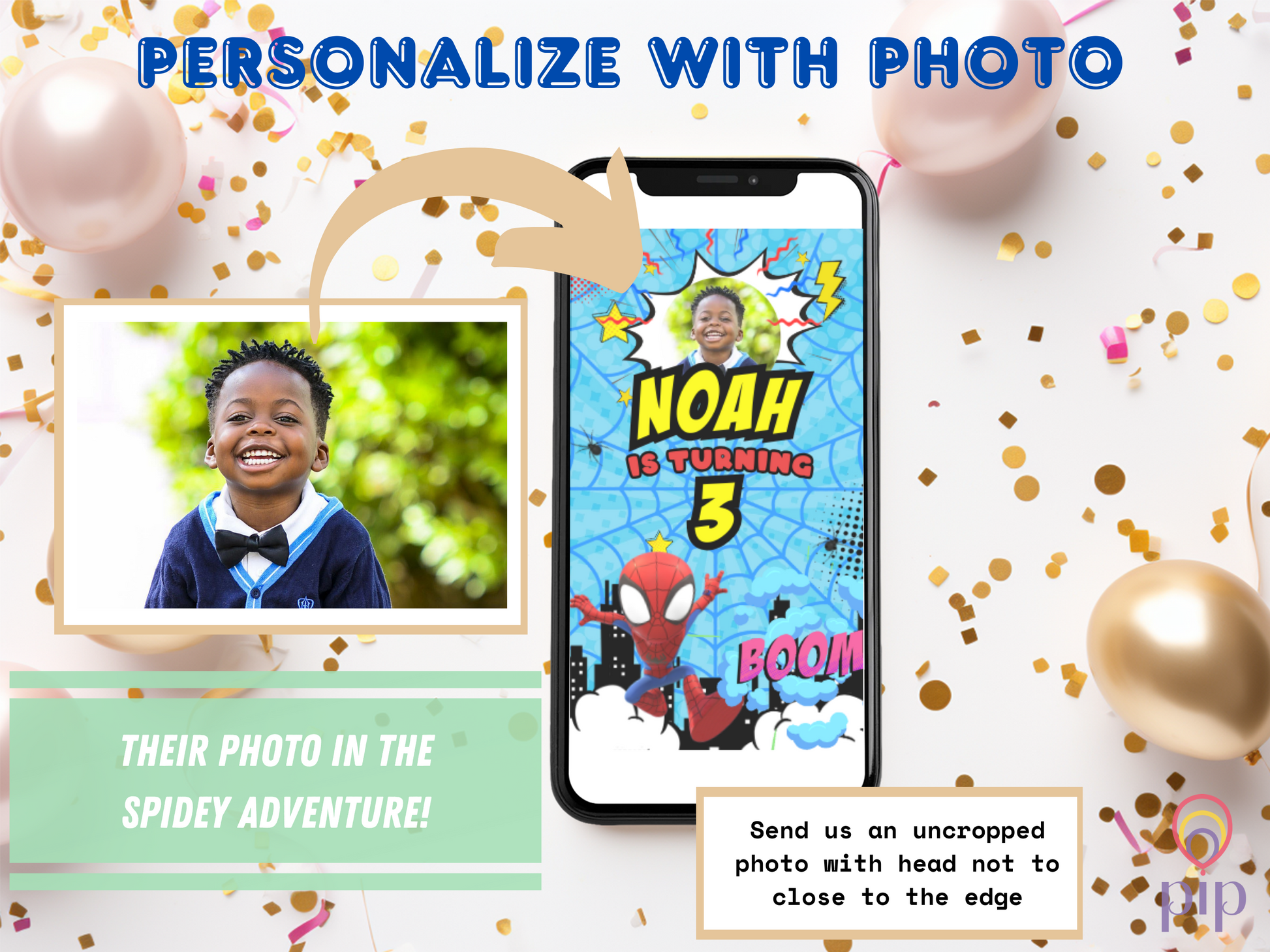 Spidey Invitation with Photo | Video Invite | Instant Download