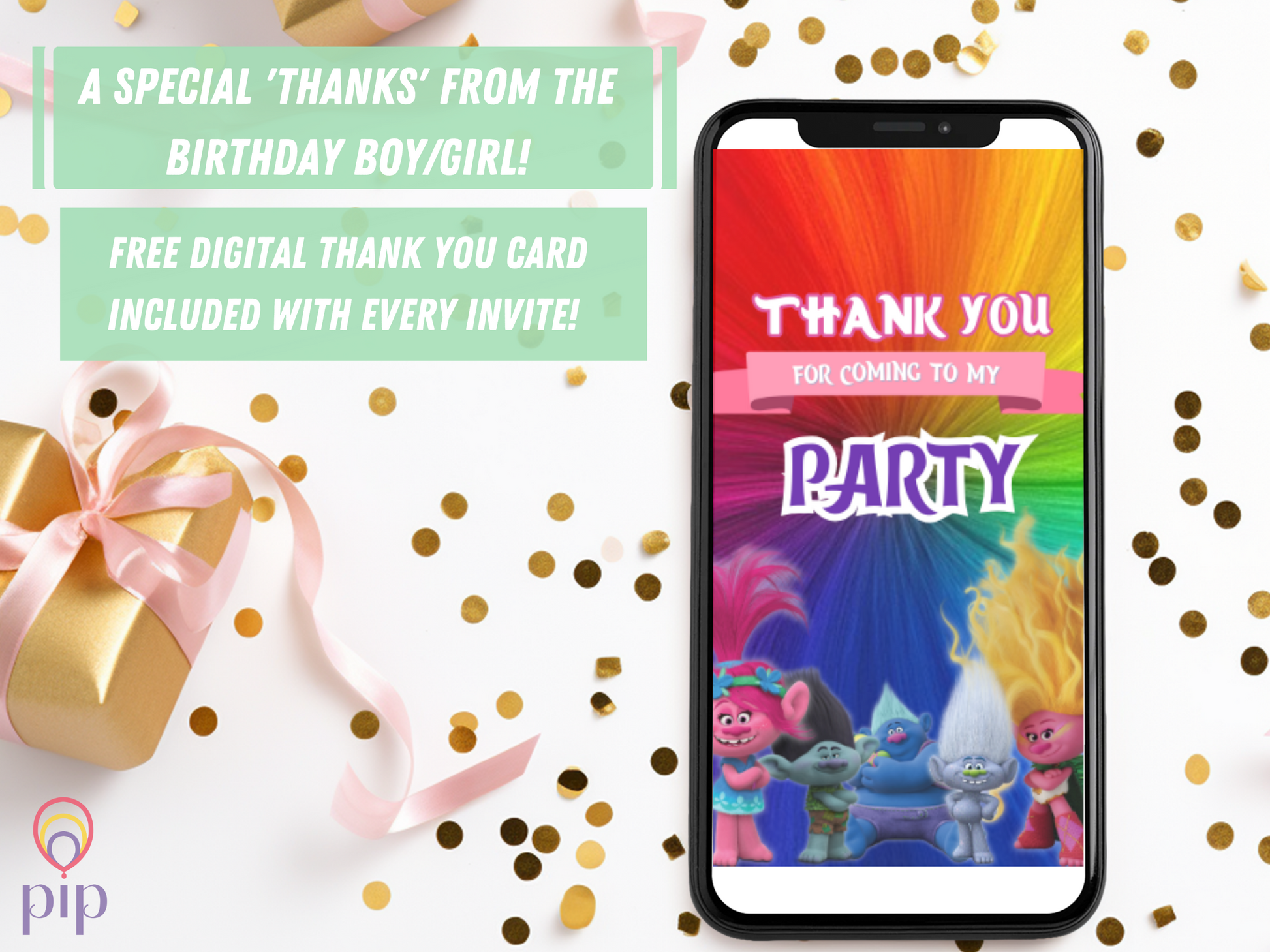 Trolls Invitation with Photo | Video Invite | Instant Download
