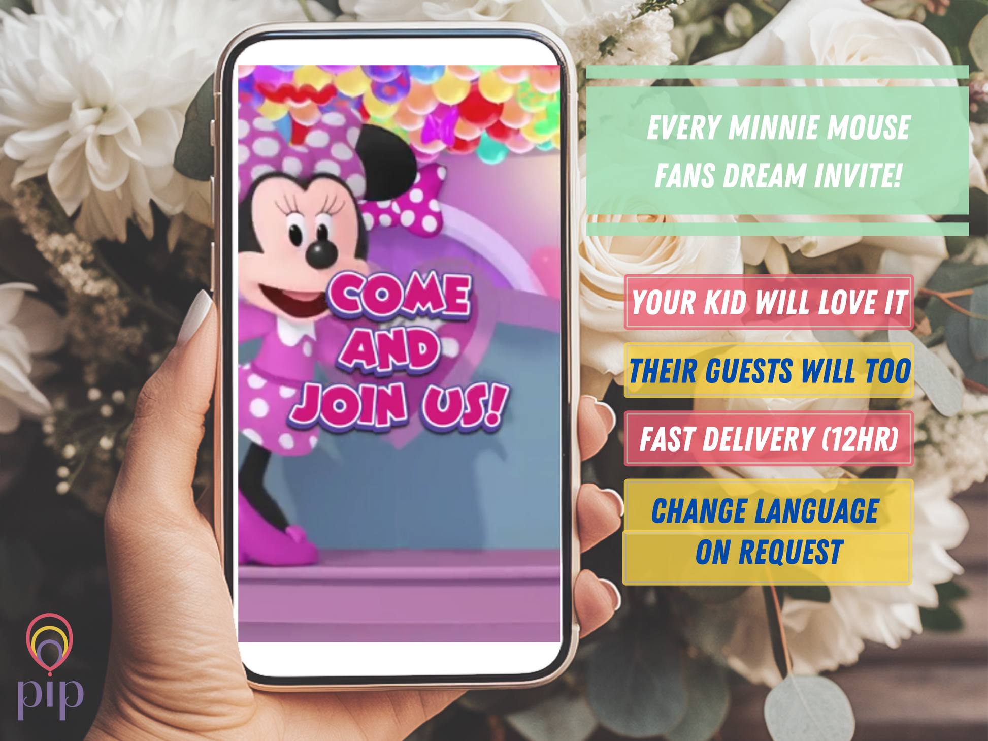 Minnie Mouse Invitation with Photo | Video Invite | Instant Download
