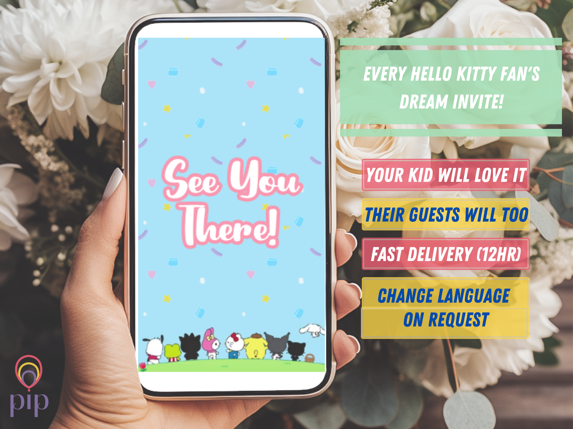 Sanrio Kitty & Friends Invitation | Photo Video Invite | Done-For-You or DIY