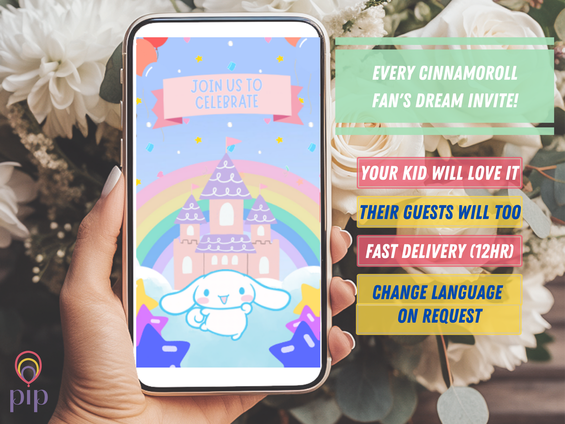 Cinnamoroll Invitation | Sanrio Video Invite with Photo | Instant Download