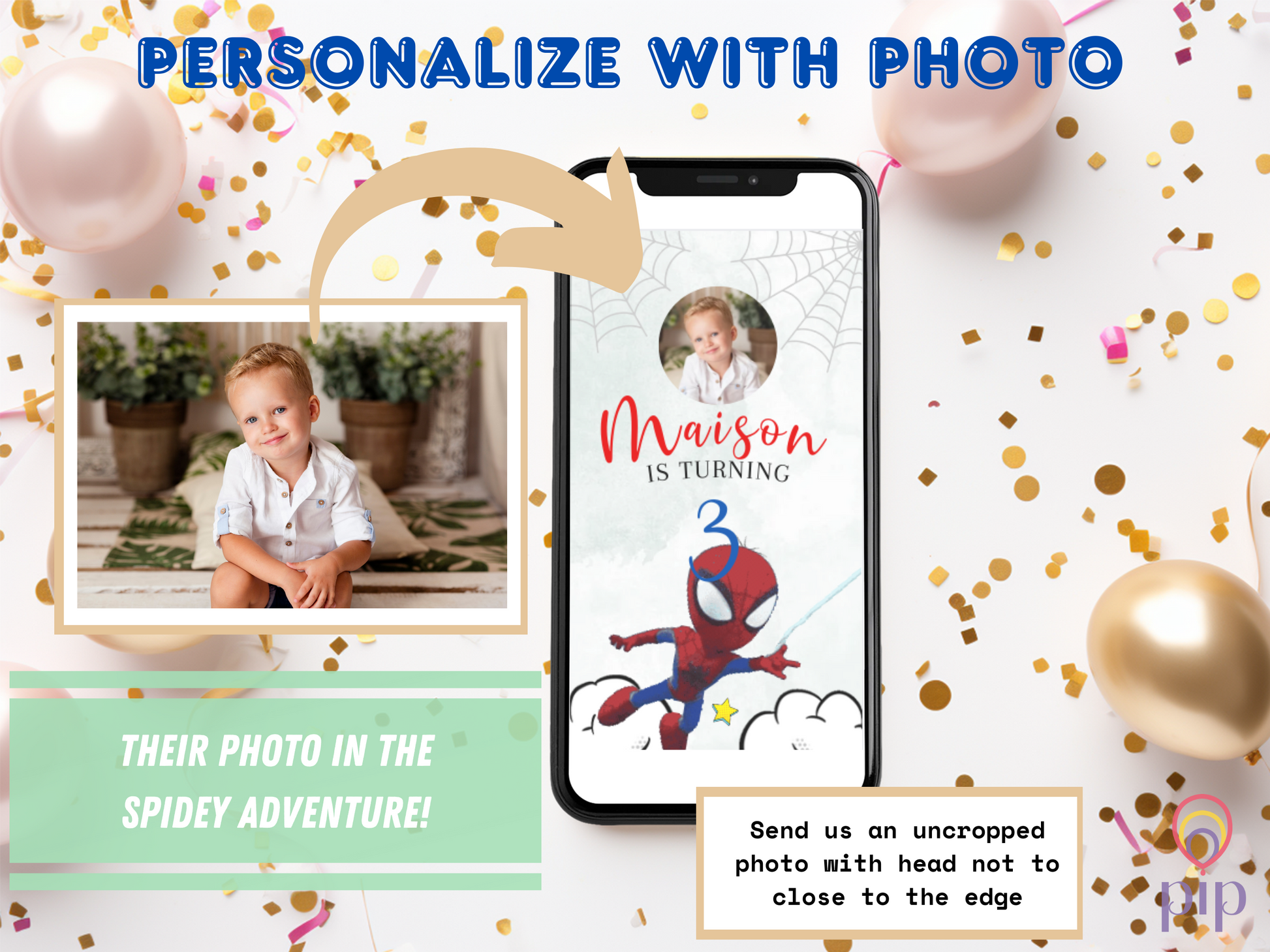 Spidey Invite with Photo | Video Invitation | Instant Download