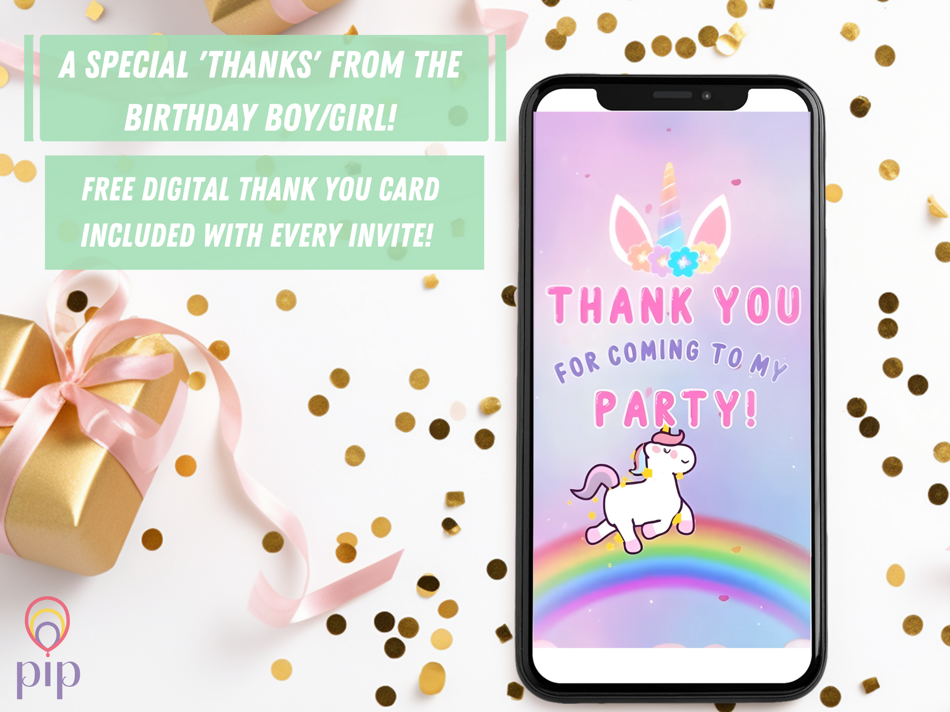Unicorn Invitation with Photo | Video Invite | Instant Download