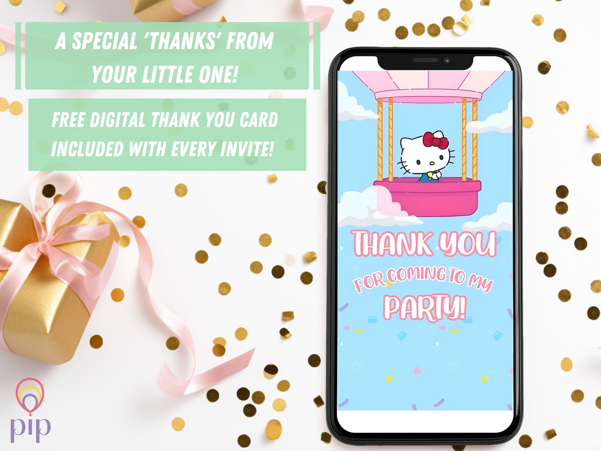 Hello Kitty Invitation with Photo | Video Invite | Instant Download or Done-For-You