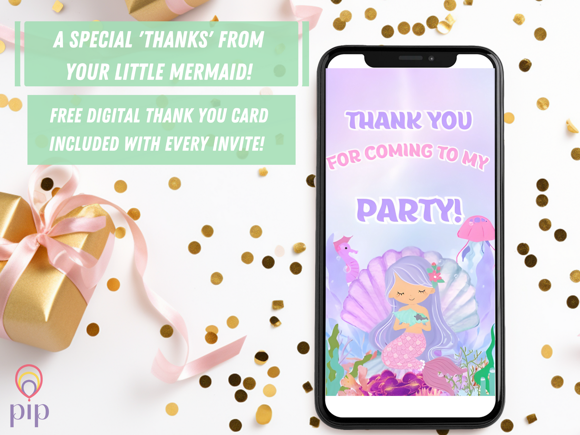 Mermaid Invitation with Photo | Video Invite | Instant Download