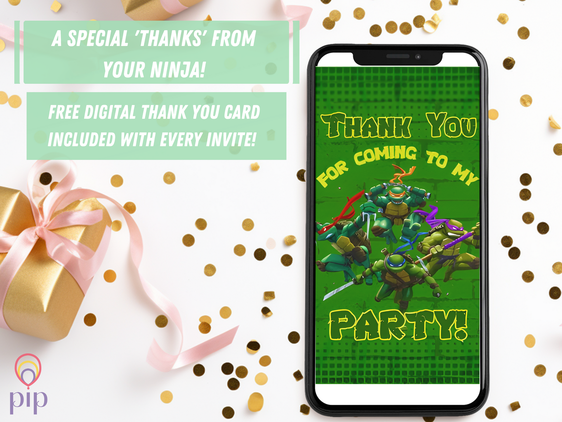 Ninja Turtles Invitation with Photo | Video Invite | Instant Download