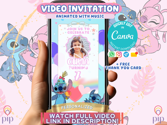 Stitch Invitation | Video Invite | Instant Download or Done-For-You