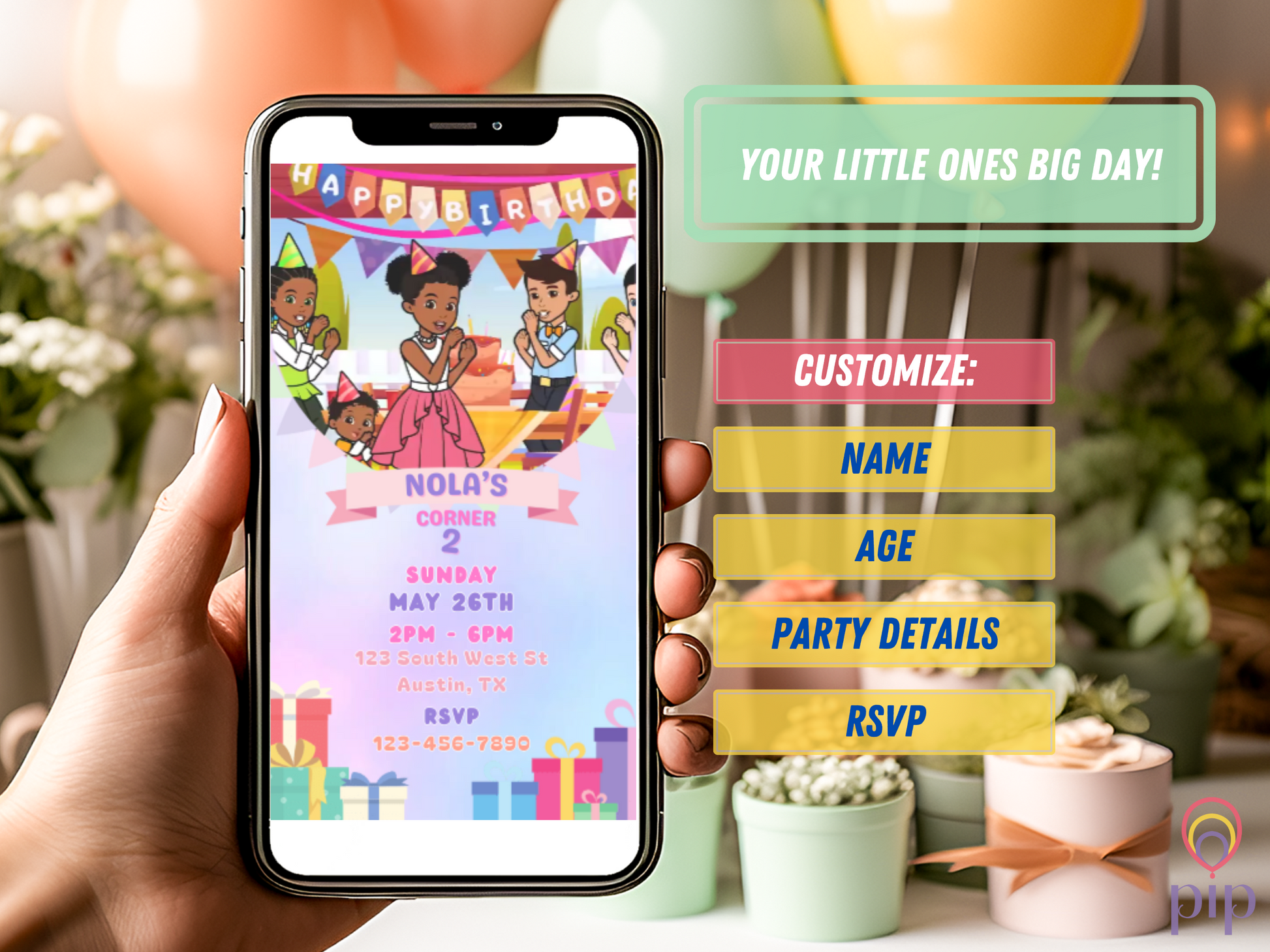 Gracie's Corner Invitation with Photo | Video Invite | Instant Download