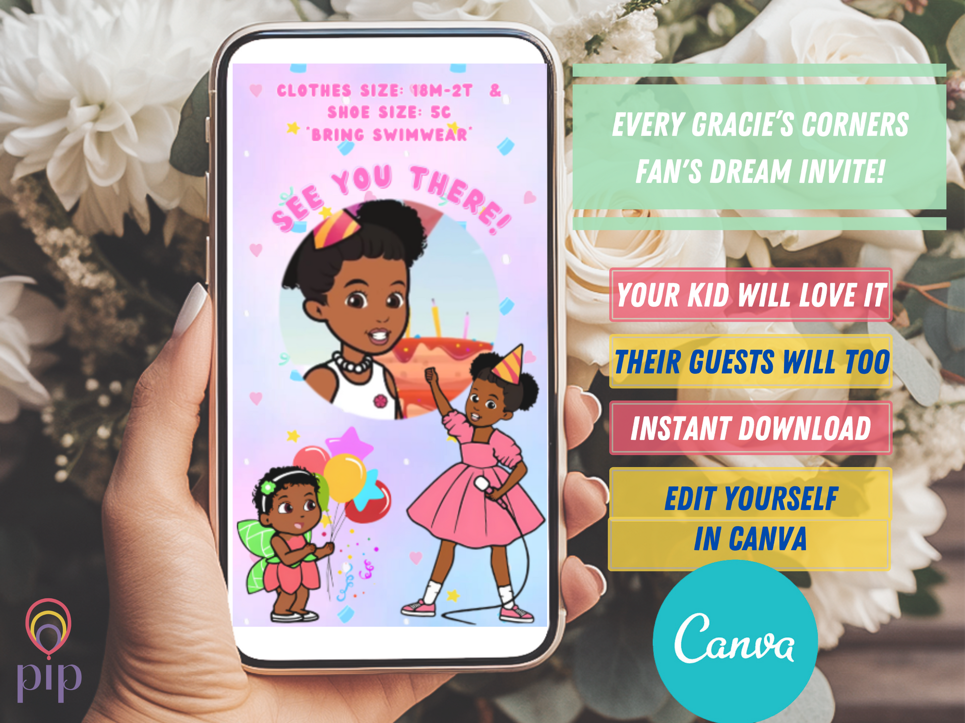 Gracie's Corner Invitation with Photo | Video Invite | Instant Download