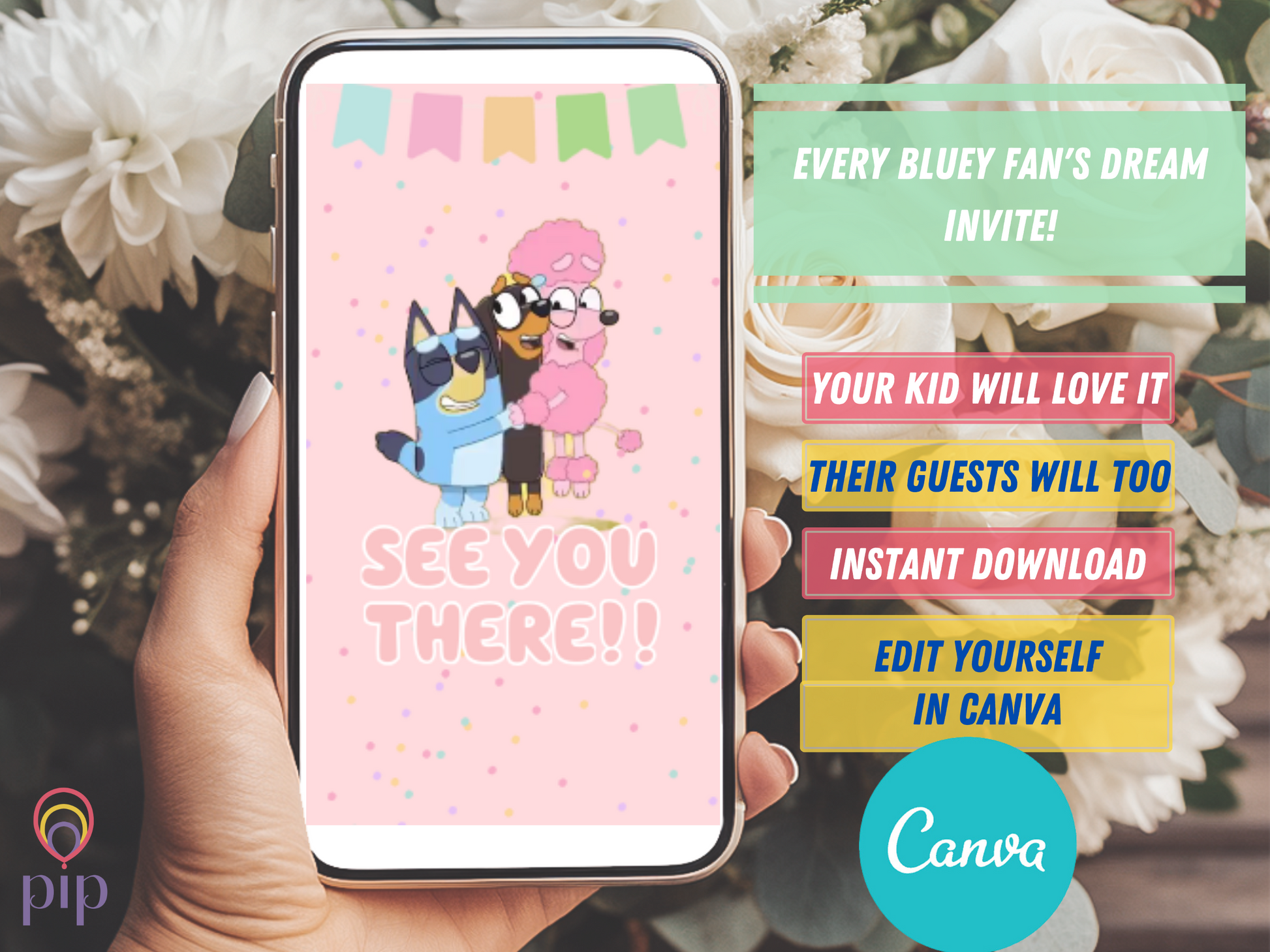 Pink Bluey Invitation | Video Invite | Instant Download or Done-For-You