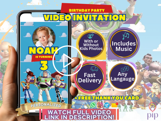 Toy Story Invitation with Photo | Video Invite | Instant Download