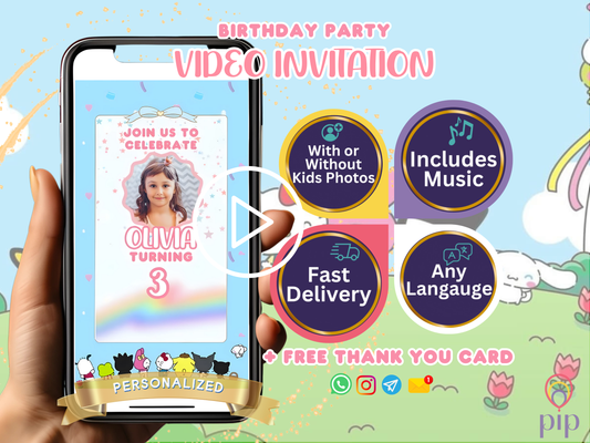 Sanrio Kitty & Friends Invitation | Photo Video Invite | Done-For-You or DIY
