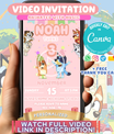 Pink Bluey Invitation | Video Invite | Instant Download or Done-For-You
